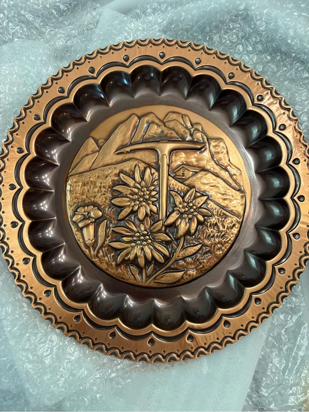 Mid Century Vintage Copper-Toned Floral Wall Decor